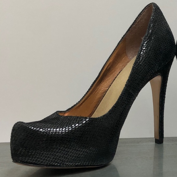 BCBGeneration Black Snake and Rose Gold Bottom Platform Pumps - Picture 3 of 8